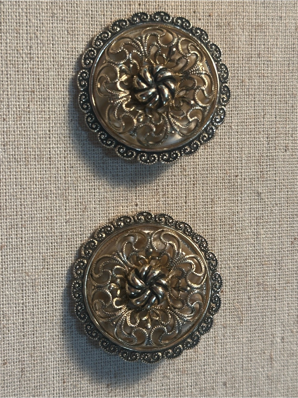 Vintage W. Germany Silver Filigree Scarf Clips - Matching Pair (2)